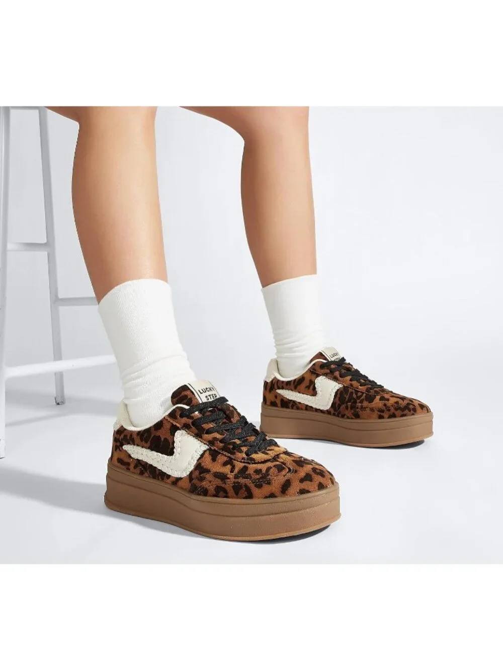 🆕Women's Leopard Platform Fashion Sneakers Thick Sole Casual Walking Shoes